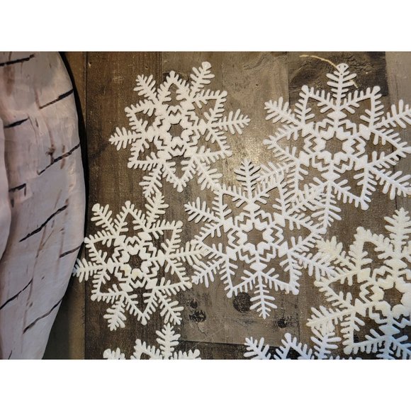 Snowflake glitter white set ornament Xmas Decor figure - Picture 7 of 9